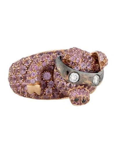 Pre-owned De Grisogono 3.75ctw Sapphire & Diamond Super Pig Crazymal Cocktail Ring In Multicolor