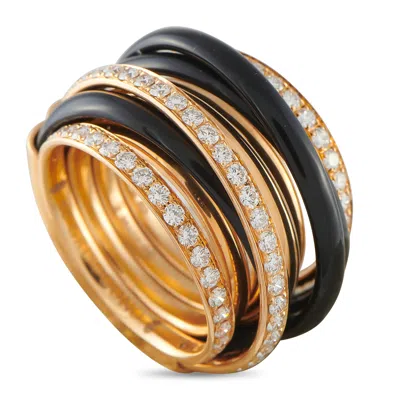 De Grisogono Allegra 18k Rose Gold 1.75ct Diamond And Black Ceramic Ring Dg09-060426 In Silver