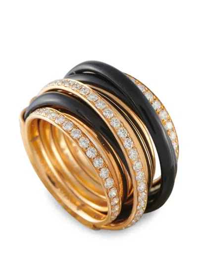 Pre-owned De Grisogono Allegra Diamond And Ceramic Ring In Gold
