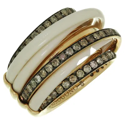 Pre-owned De Grisogono Allegra Diamond Ceramic Rose Gold Ring Box Tag In Red