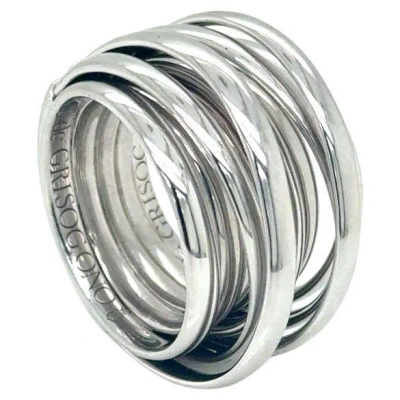 Pre-owned De Grisogono Allegra Ring 18k White Gold Size 6.5 26.00 Grams