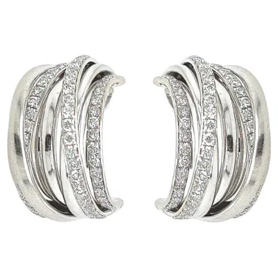 Pre-owned De Grisogono Allegra White Gold Diamond Half Hoop Earrings