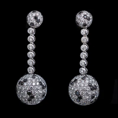 Pre-owned De Grisogono Colorless Black Diamond Boule Ball Drop Pendant Earrings White Gold