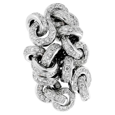 Pre-owned De Grisogono Diamond Cocktail 18k White Gold Ring