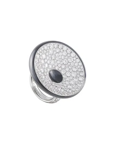 Pre-owned De Grisogono Dnu Dupe Skus  18k 6.76 Ct. Tw. Diamond & Onyx Ring (authentic Pre-loved) In Silver