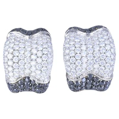 Pre-owned De Grisogono Earrings 18k White Gold Black Diamond Hoop Earrings