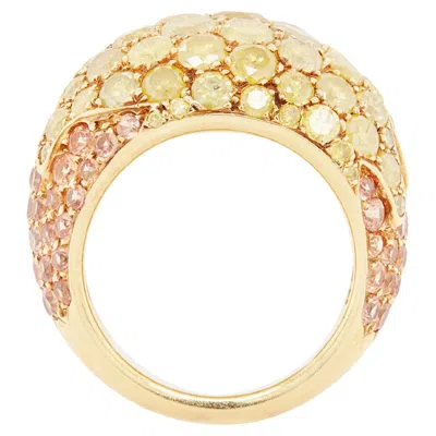 Pre-owned De Grisogono Fancy Yellow Diamond & Orange Garnet 18k Gold Dome Cocktail Ring