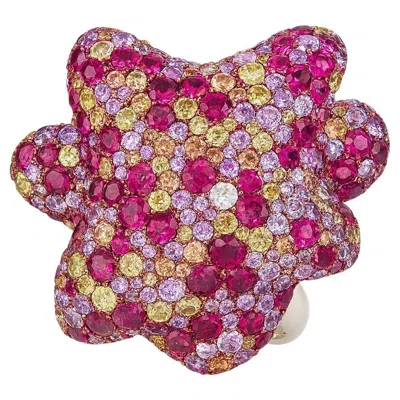 Pre-owned De Grisogono Multi-gemstone Ring In 18k Pink Gold Crafted In 18k Pink Gold
