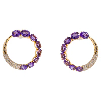 Pre-owned De Grisogono Pink Gold Amethyst Earrings In Purple