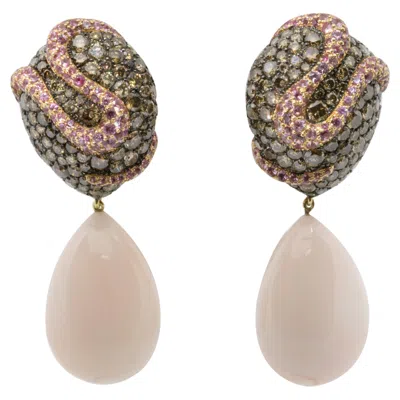 Pre-owned De Grisogono Pink Gold Earrings W/ Brown Diamonds