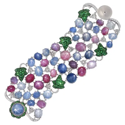 Pre-owned De Grisogono Star Sapphire And Star Ruby Bracelet In Blue