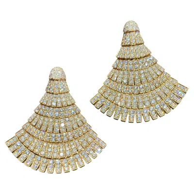 Pre-owned De Grisogono Ventaglio Earrings 18k Gold & Diamonds. Part Of Set With Bracelet In Multi