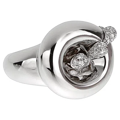 Pre-owned De Grisogono Vintage Diamond 18k White Gold Cocktail Ring Sz 5 1/2
