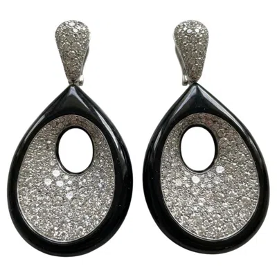 Pre-owned De Grisogono White Gold Diamond Pave Drop Earrings, 12.25 Carats