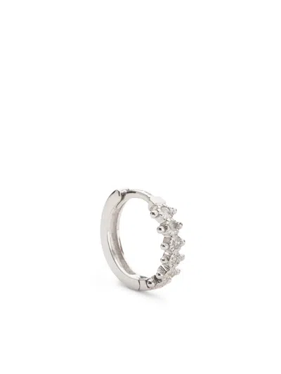 De Jaegher 18kt White Gold Mrs. Darling Diamond Huggie Hoop Earring In 银色