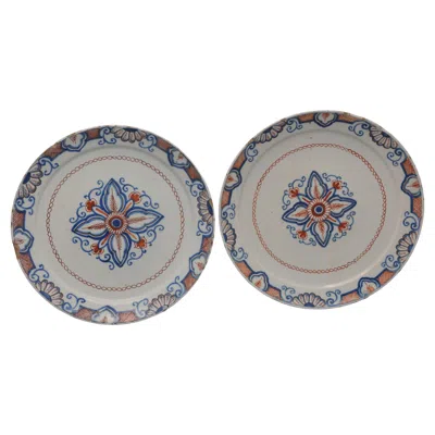 Pre-owned De Klaauw 18th Century Antique Delftware Plates By Johannes Van Lockhorst In Gray