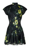 De La Vali Alizee Paneled Satin Mini Dress In Black