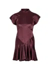 De La Vali Alizee Panelled Silk-blend Mini Dress In Burgundy