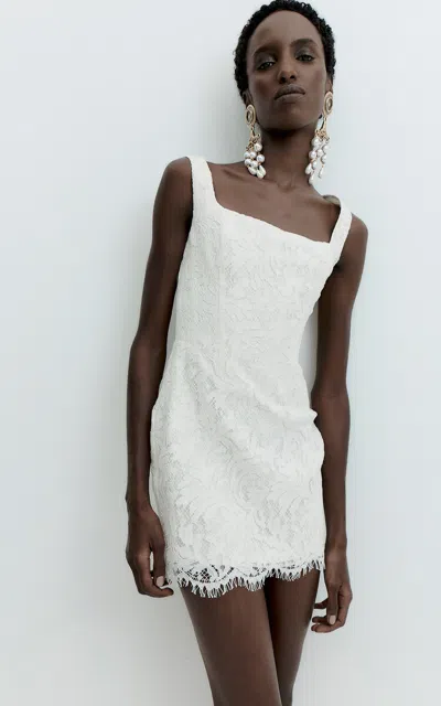 De La Vali Amba Cotton-blend Lace Mini Dress In Ivory