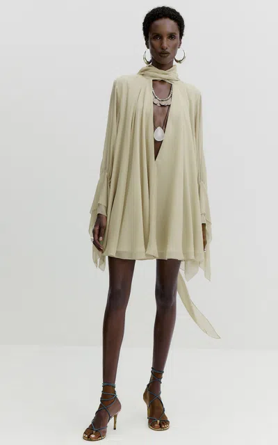 De La Vali Ambrose High-neck Mini Dress In Olive