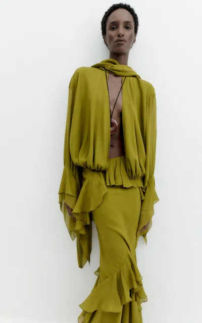 De La Vali Ambrose High-neck Top In Green