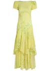 De La Vali Anetta Chiffon Maxi Dress In Green