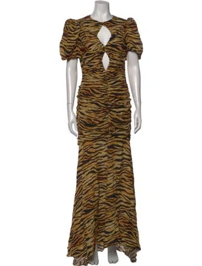 Pre-owned De La Vali Animal Print Long Dress W/ Tags In Multi