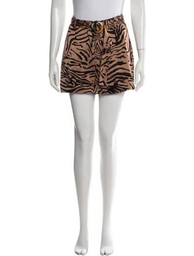 Pre-owned De La Vali Animal Print Mini Shorts In Black/neutrals