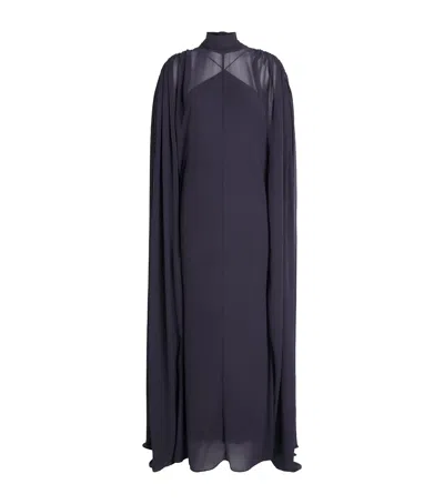 De La Vali Arcana Maxi Cape Dress In Blue