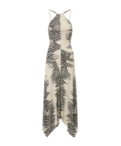 De La Vali Artemis Asymmetric Zebra-print Gown In Multi