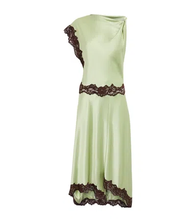 De La Vali Asymmetric Adriana Midi Dress In Green
