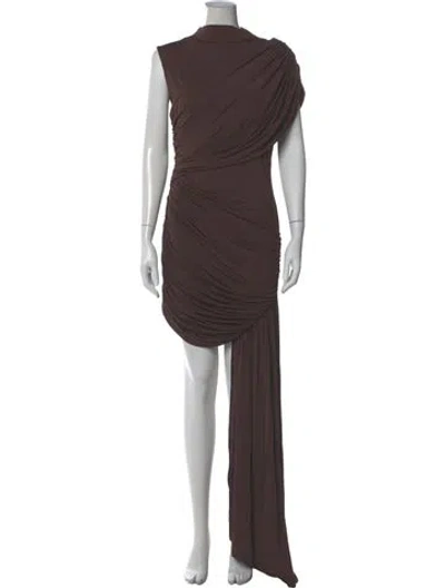 Pre-owned De La Vali Asymmetrical Long Dress In Brown