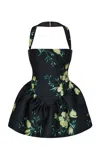 De La Vali Aura Flared Satin Mini Dress In Black