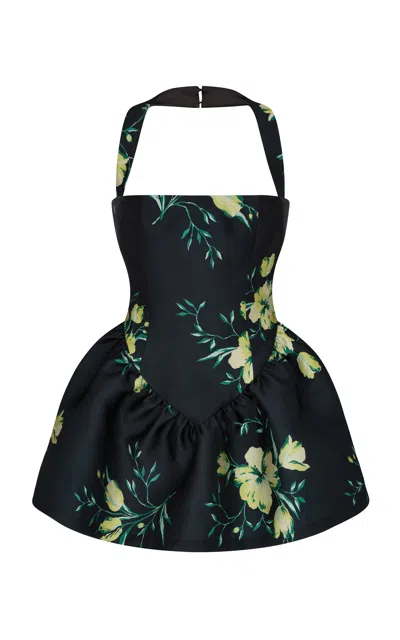 De La Vali Aura Flared Satin Mini Dress In Black