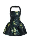 De La Vali Aura Floral-print Faille Mini Dress In Black