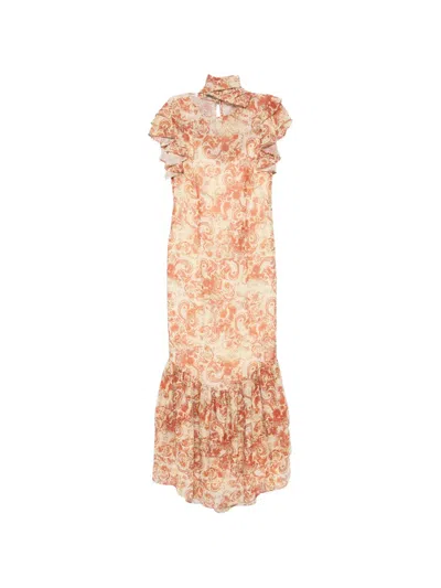 De La Vali Avalon Floral-print Chiffon Maxi Dress In Yellow