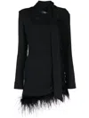De La Vali Avenue Feather-trim Minidress In Black