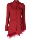 De La Vali Avenue Feather-trim Minidress In Red