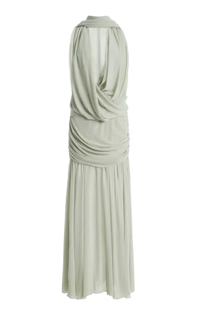 De La Vali Azul Crepe Maxi Dress In Green