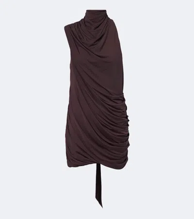 De La Vali Bashana Draped Scarf-detail Mini Dress In Brown