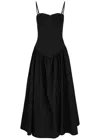 De La Vali Besito Cotton-poplin Midi Dress In Black