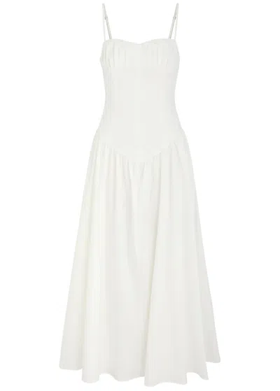 De La Vali Besito Cotton-poplin Midi Dress In White