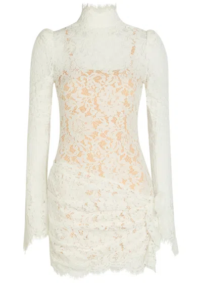 De La Vali Bodita Appliquéd Guipure Lace Mini Dress In White