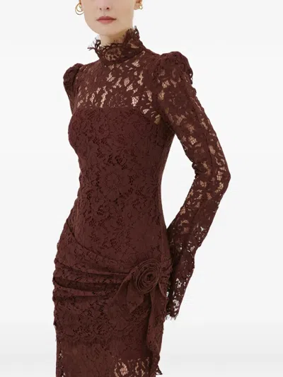 De La Vali Bodita Floral-lace Maxi Dress In Brown