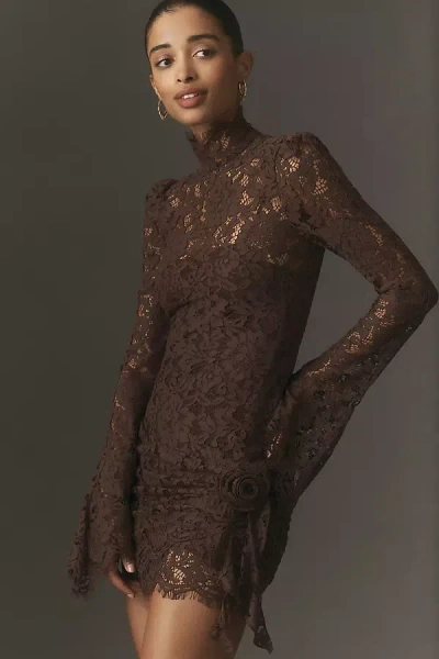 De La Vali Bodita Lace Mini Dress In Brown
