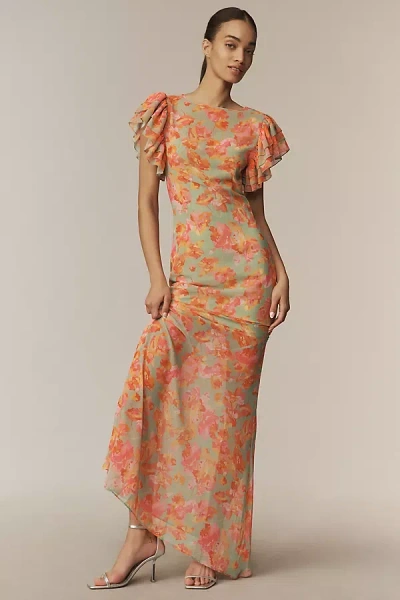 De La Vali Bougainvillea Maxi Dress In Green