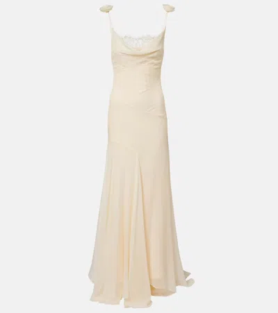 De La Vali Bridal Dia Silk Chiffon Gown In Multi