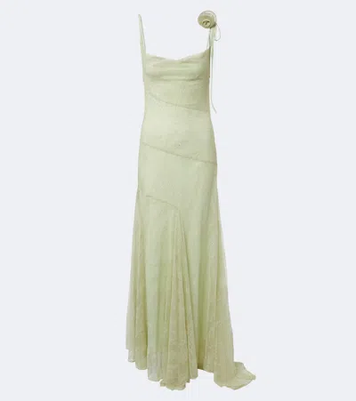 De La Vali Calima Lace Maxi Dress In Green
