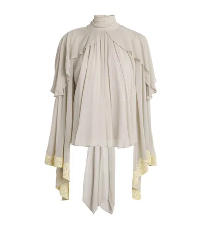 De La Vali Cape-detail Alitha Blouse In Neutral