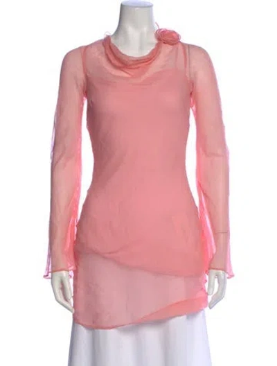 Pre-owned De La Vali Cashmere Cowl Neck Blouse In Pink